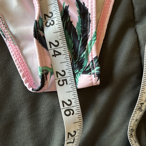 Shein Womens Pink Deep V One Piece Swimsuit with Palm Trees Size Medium (6) - Picture 9 of 9